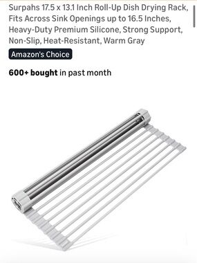 Roll-Up Silicone Dish Drying Rack in Warm Gray